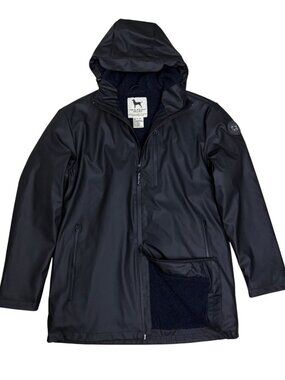 $300 THE BLACK DOG Waterproof Rain Coat Black Fleece Casual Jacket Womens XS